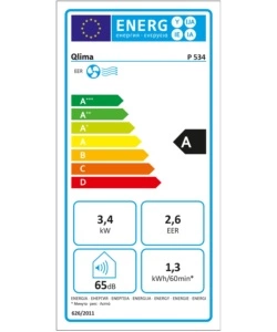 Condizionatore portatile qlima "p534" 12.000 btu con sistema cool-down